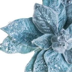 The Christmas Palace 28" ARCTIC BLUE ICY POINSETTIA STEM SET OF 4 Flowers 5 The Christmas Palace 28