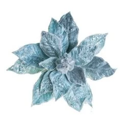 The Christmas Palace 28" ARCTIC BLUE ICY POINSETTIA STEM SET OF 4 Flowers