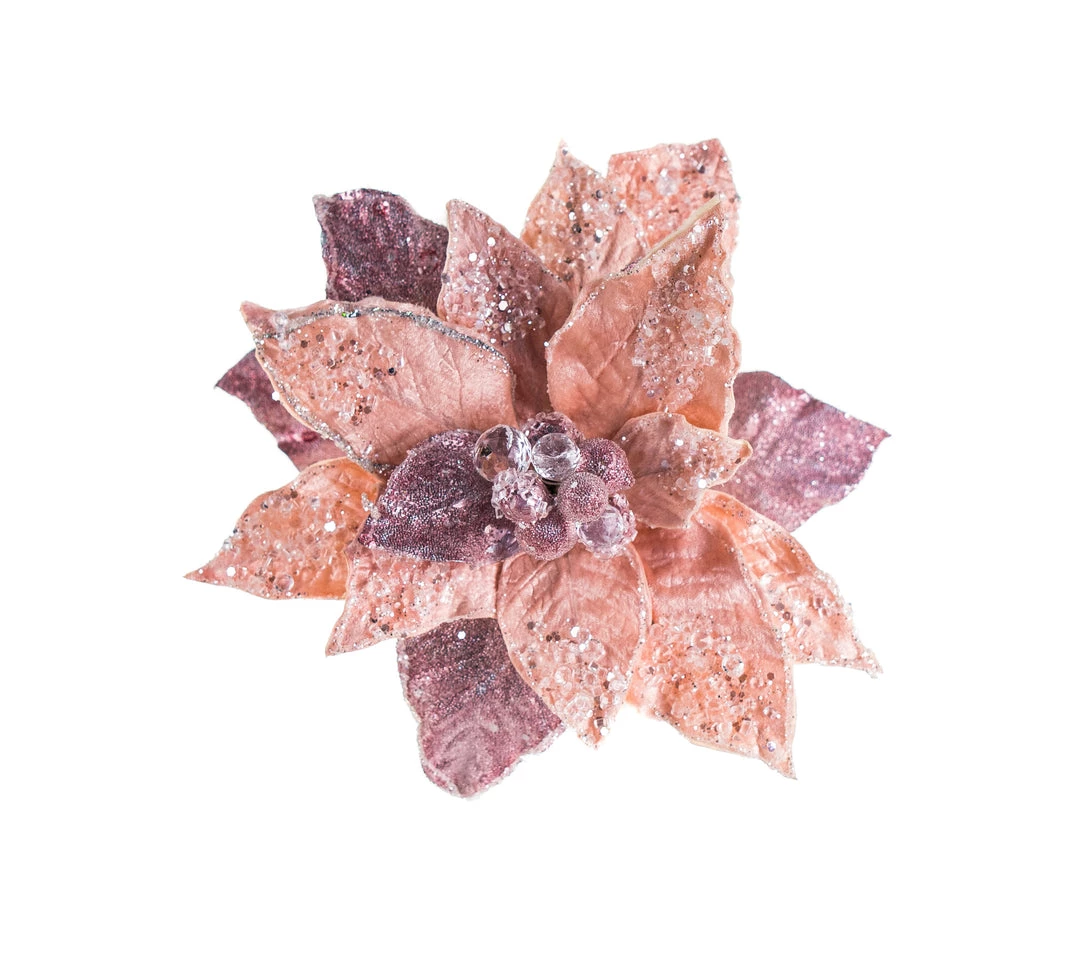 The Christmas Palace Flowers 28" BLUSH PINK ICY POINSETTIA STEM SET OF 4 2 The Christmas Palace Flowers 28" BLUSH PINK ICY POINSETTIA STEM SET OF 4