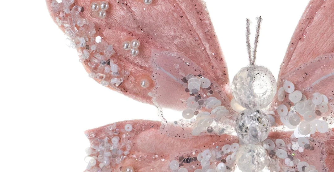 The Christmas Palace Pretty In Pink 9" PINK BUTTERFLY WITH CLIP SET OF 6 2 The Christmas Palace Pretty In Pink 9" PINK BUTTERFLY WITH CLIP SET OF 6