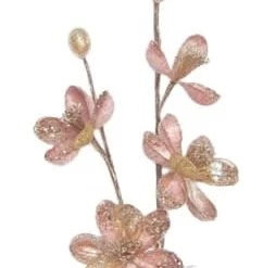 The Christmas Palace Stems & Picks 34" ROSE GOLD MAGNOLIA BLOSSOM SPRAY SET OF 6