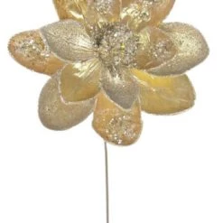 The Christmas Palace 18" MAGNOLIA STEM WITH GOLD LEAVES SET OF 6
