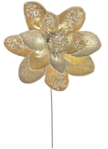 The Christmas Palace 18" MAGNOLIA STEM WITH GOLD LEAVES SET OF 6 2 The Christmas Palace 18" MAGNOLIA STEM WITH GOLD LEAVES SET OF 6