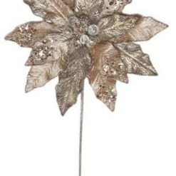 The Christmas Palace 18" COPPER POINSETTIA STEM WITH LEAVES SET OF 6