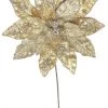 The Christmas Palace Flowers 18" GOLD POINSETTIA STEM WITH LEAVES SET OF 6