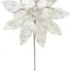 The Christmas Palace 18" SNOW CREAM POINSETTIA STEM WITH LEAVES SET OF 6