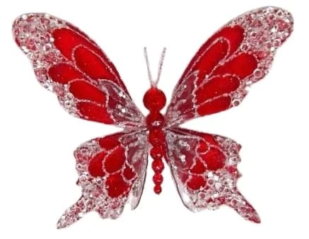 The Christmas Palace 7" RED ICY BUTTERFLY CLIP SET OF 6 1 The Christmas Palace 7" RED ICY BUTTERFLY CLIP SET OF 6