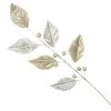 The Christmas Palace Gilded Elegance 32" WHITE VELVET LEAVES SPRAY SET OF 6