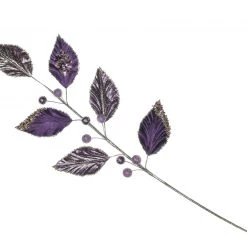 The Christmas Palace Stems & Picks 32" PURPLE VELVET LEAVES SPRAY SET OF 6