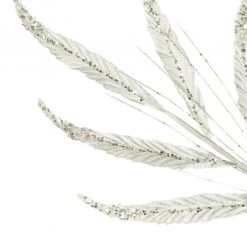 The Christmas Palace 26" WHITE LEAVES SPRAY SET OF 12