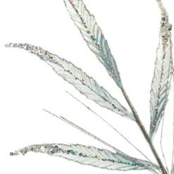 The Christmas Palace 26" SILVER LEAVES SPRAY SET OF 12 Stems & Picks