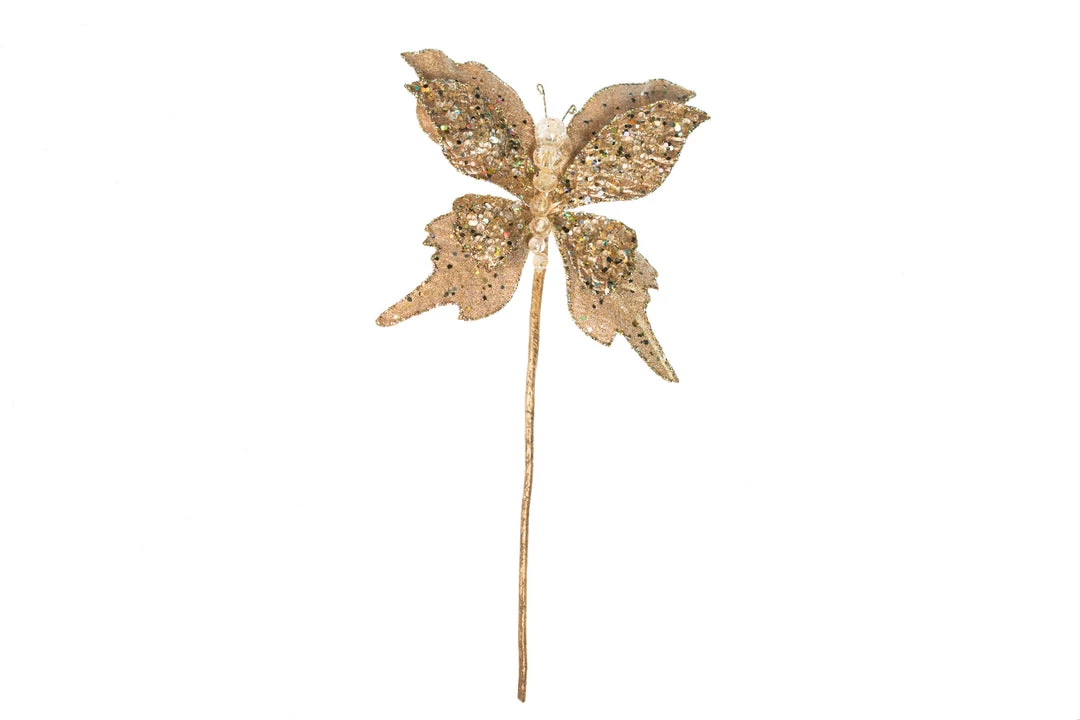 The Christmas Palace Butterflies 6" GOLD GLITTER BUTTERFLY PICK SET OF 6 1 The Christmas Palace Butterflies 6" GOLD GLITTER BUTTERFLY PICK SET OF 6