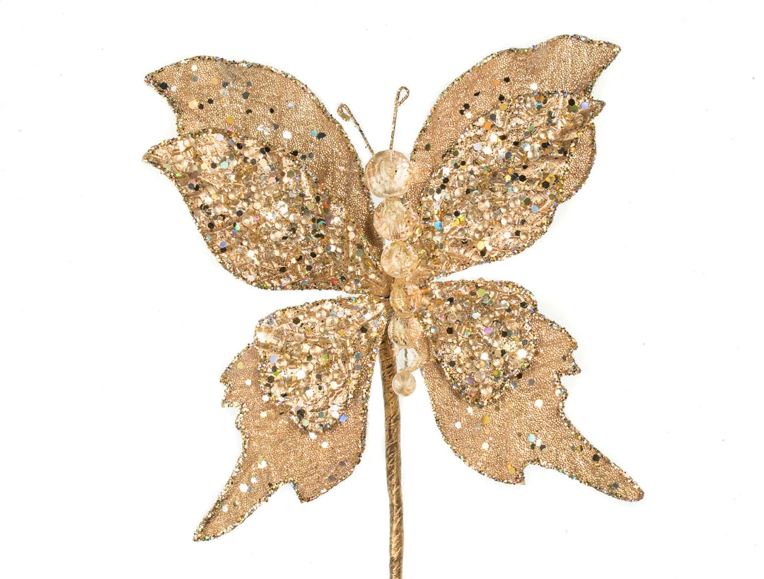The Christmas Palace Butterflies 6" GOLD GLITTER BUTTERFLY PICK SET OF 6 2 The Christmas Palace Butterflies 6" GOLD GLITTER BUTTERFLY PICK SET OF 6