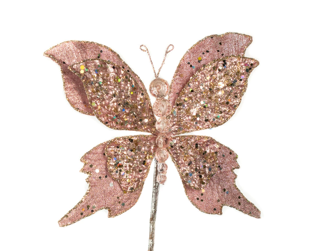 The Christmas Palace 6" PINK GLITTER BUTTERFLY PICK SET OF 6 Butterflies 2 The Christmas Palace 6" PINK GLITTER BUTTERFLY PICK SET OF 6 Butterflies