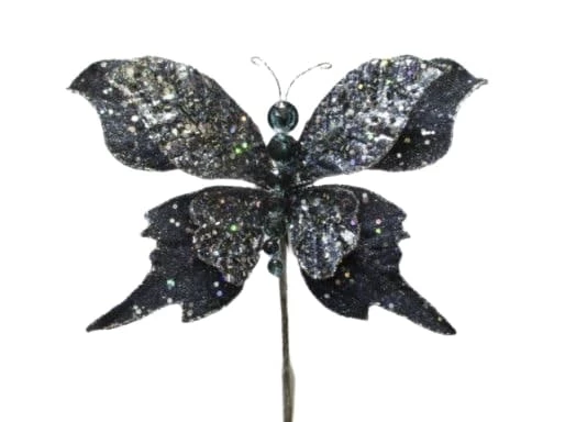 The Christmas Palace Butterflies 6" MIDNIGHT BLUE GLITTER BUTTERFLY PICK SET OF 6 1 The Christmas Palace Butterflies 6" MIDNIGHT BLUE GLITTER BUTTERFLY PICK SET OF 6