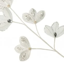 The Christmas Palace 33" WHITE LEAVES DIAMOND SPRAY SET OF 4 Stems & Picks