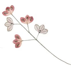 The Christmas Palace 33" PINK LEAVES DIAMOND SPRAY SET OF 4 Stems & Picks