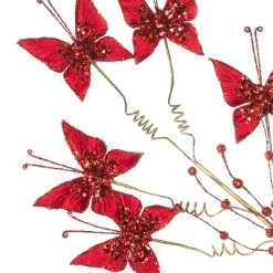 The Christmas Palace 24" MINI RED BUTTERFLY SPRAY SET OF 6