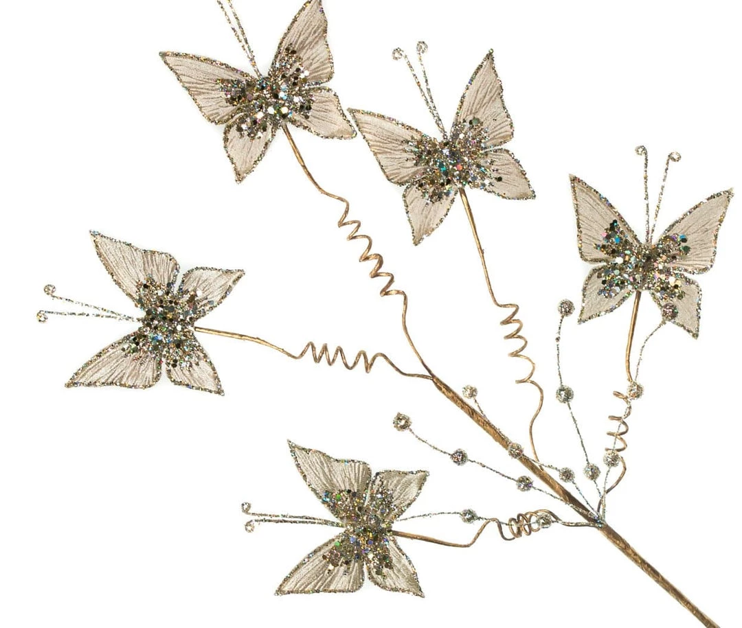 The Christmas Palace 24" MINI PLATINUM BUTTERFLY SPRAY SET OF 6 2 The Christmas Palace 24" MINI PLATINUM BUTTERFLY SPRAY SET OF 6