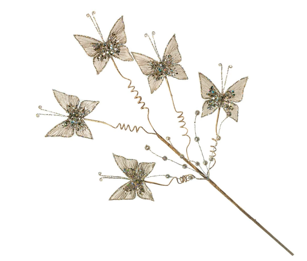 The Christmas Palace 24" MINI PLATINUM BUTTERFLY SPRAY SET OF 6 1 The Christmas Palace 24" MINI PLATINUM BUTTERFLY SPRAY SET OF 6