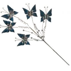 The Christmas Palace 24" MIDNIGHT BLUE MINI BUTTERFLY SPRAY SET OF 6