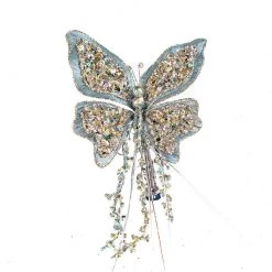 The Christmas Palace Butterflies 7" BLUE SEQUIN BUTTERFLY SET OF 6