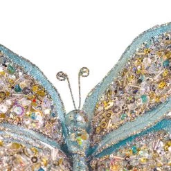 The Christmas Palace Butterflies 7" BLUE SEQUIN BUTTERFLY SET OF 6