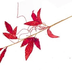 The Christmas Palace 24" RED VELVET LEAF SPRAY SET OF 6 5 The Christmas Palace 24