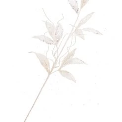 The Christmas Palace 24" WHITE VELVET LEAF SPRAY SET OF 6