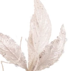The Christmas Palace 24" WHITE VELVET LEAF SPRAY SET OF 6