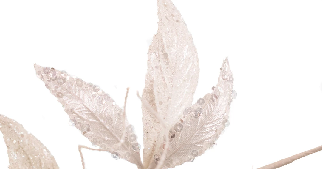 The Christmas Palace 24" WHITE VELVET LEAF SPRAY SET OF 6 2 The Christmas Palace 24" WHITE VELVET LEAF SPRAY SET OF 6