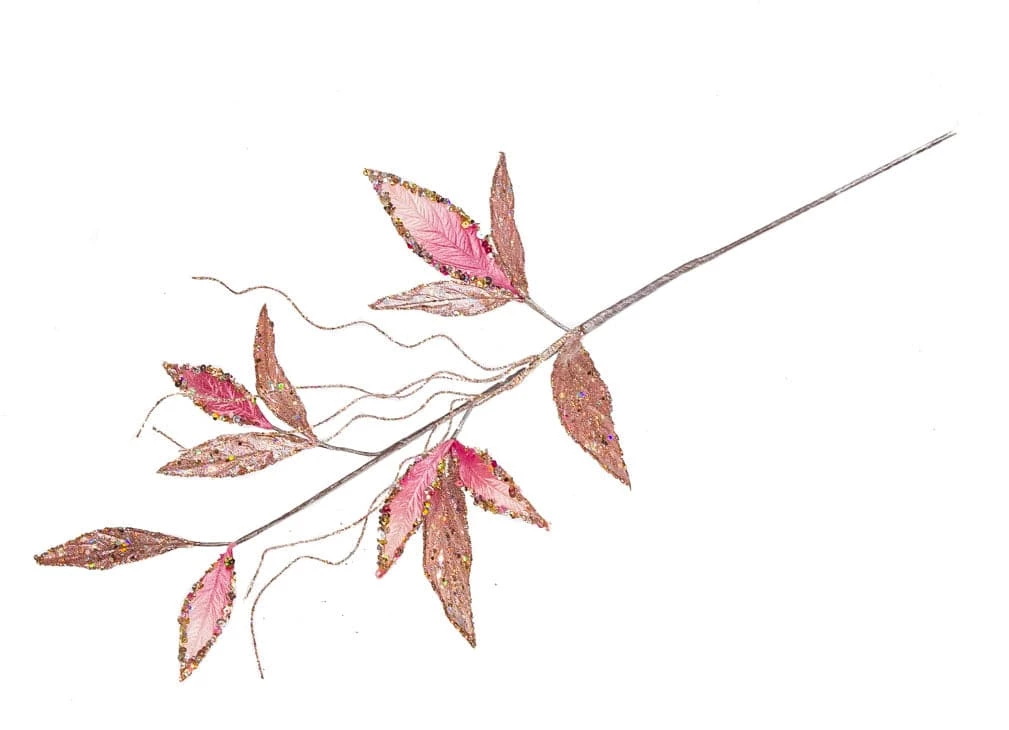 The Christmas Palace 24" PINK VELVET LEAF SPRAY SET OF 6 1 The Christmas Palace 24" PINK VELVET LEAF SPRAY SET OF 6