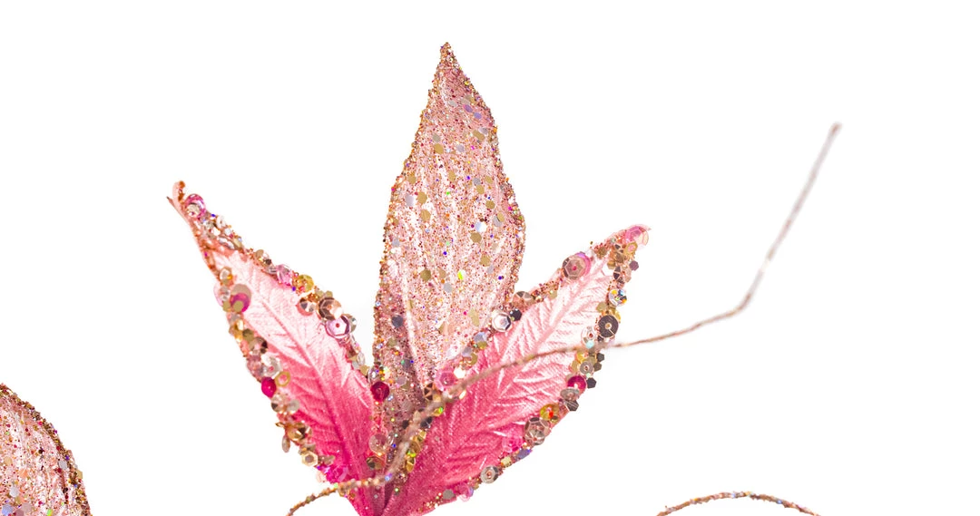 The Christmas Palace 24" PINK VELVET LEAF SPRAY SET OF 6 2 The Christmas Palace 24" PINK VELVET LEAF SPRAY SET OF 6