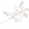 The Christmas Palace 29" WHITE & SILVER FANCY GLITTER LEAF SET OF 6 Flowers