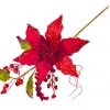 The Christmas Palace Flowers 17" RED POINSETTIA WITH LEAVES PICK SET OF 6