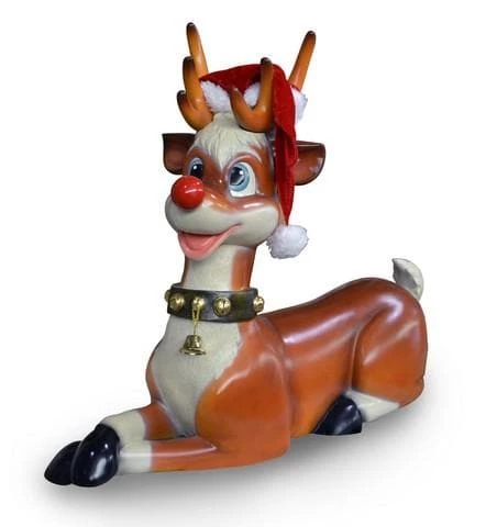 The Christmas Palace OVERSIZED DECOR 2.5 FT LAYING RED NOSE REINDEER 1 The Christmas Palace OVERSIZED DECOR 2.5 FT LAYING RED NOSE REINDEER