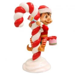 The Christmas Palace 4 FT SANTA ELF PAINTING CANDY CANE OVERSIZED DECOR
