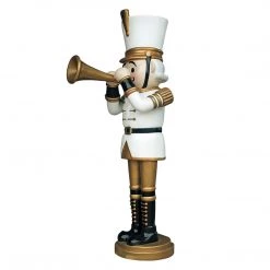 The Christmas Palace 9 FT WHITE & GOLD NUTCRACKER WITH TRUMPET OVERSIZED DECOR