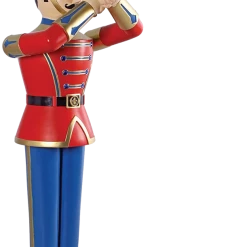 The Christmas Palace 6 FT RED & BLUE SOLDIER WITH TRUMPET OVERSIZED DECOR