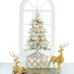 The Christmas Palace CHRISTMAS TREES 4.5 FT SNOW PINE TREE PRE LIT CLEAR LIGHTS