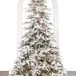 The Christmas Palace 7.5 FT SNOW PINE TREE PRE LIT CLEAR LIGHTS