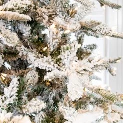 The Christmas Palace 12 FT SNOW PINE TREE PRE LIT CLEAR LIGHTS Crystal Elegance