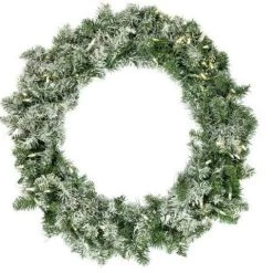 The Christmas Palace 30" FLOCKED WREATH PRELIT WITH 100 LED CLEAR LIGHTS Wreaths