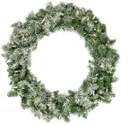 The Christmas Palace 30" FLOCKED WREATH PRELIT WITH 100 LED CLEAR LIGHTS Wreaths 1 The Christmas Palace 30" FLOCKED WREATH PRELIT WITH 100 LED CLEAR LIGHTS Wreaths