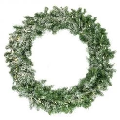The Christmas Palace 36" FLOCKED WREATH PRELIT WITH 150 LED CLEAR LIGHTS Wreaths