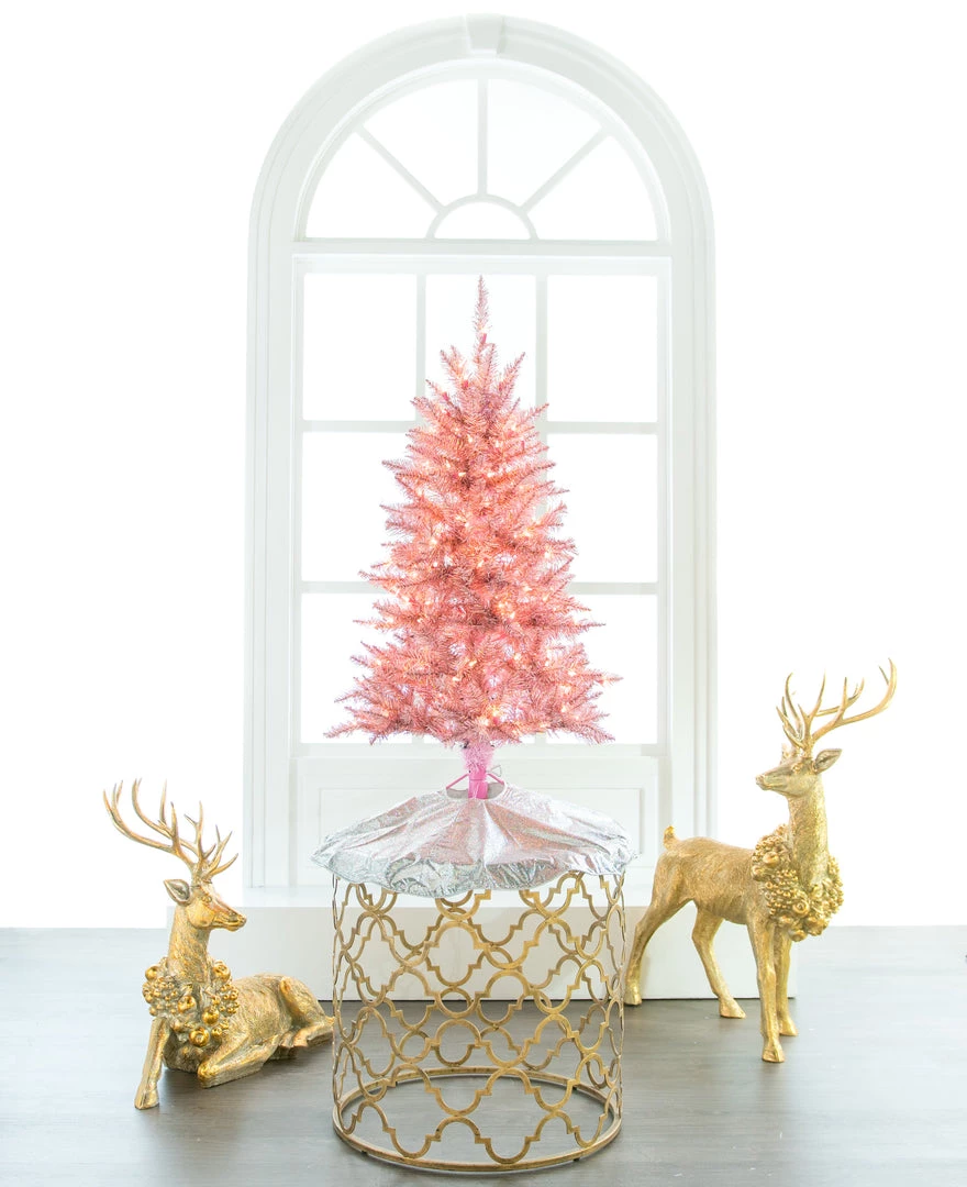 The Christmas Palace 4 FT PINK TINSEL SLIM TREE PRE LIT CLEAR LIGHTS CHRISTMAS TREES 1 The Christmas Palace 4 FT PINK TINSEL SLIM TREE PRE LIT CLEAR LIGHTS CHRISTMAS TREES