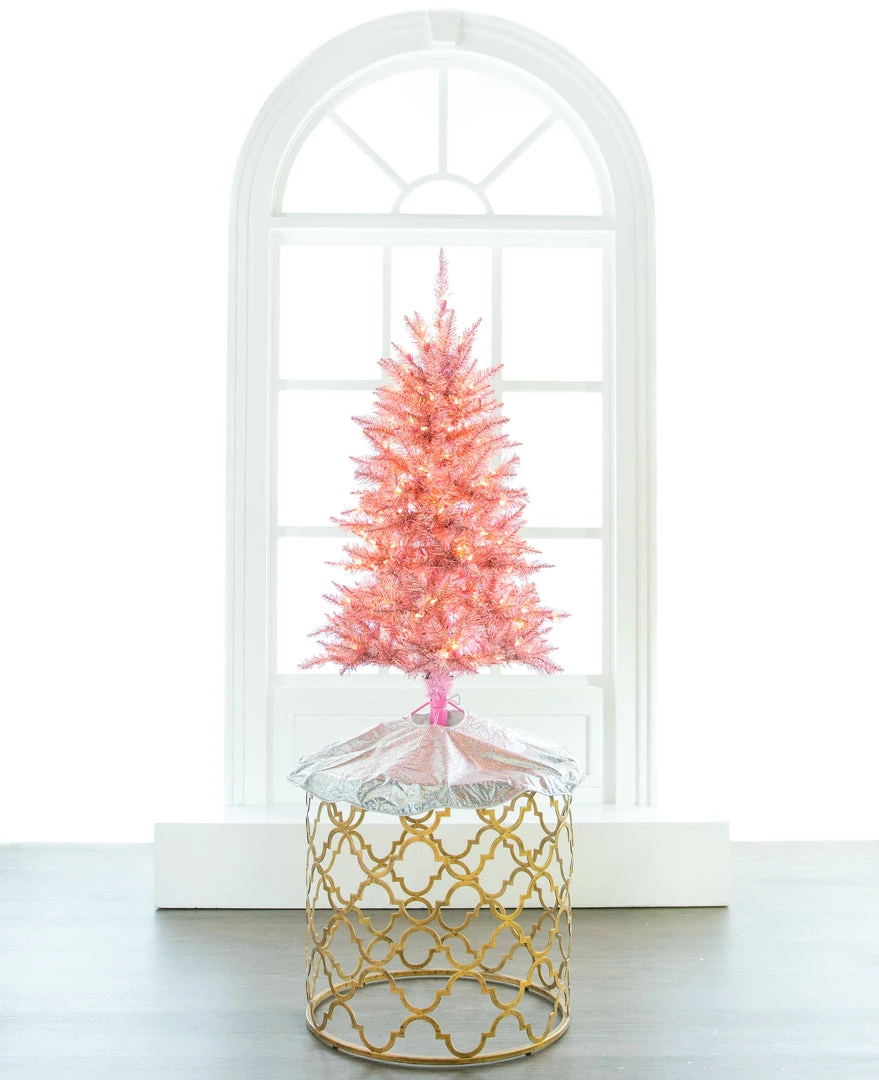 The Christmas Palace 4 FT PINK TINSEL SLIM TREE PRE LIT CLEAR LIGHTS CHRISTMAS TREES 2 The Christmas Palace 4 FT PINK TINSEL SLIM TREE PRE LIT CLEAR LIGHTS CHRISTMAS TREES