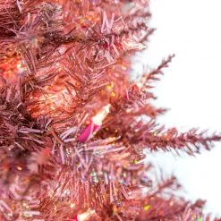 The Christmas Palace Pretty In Pink 7.5 FT PINK TINSEL SLIM TREE PRELIT CLEAR LIGHTS