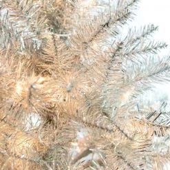 The Christmas Palace 4 FT SILVER TINSEL TREE PRE LIT CLEAR LIGHTS CHRISTMAS TREES