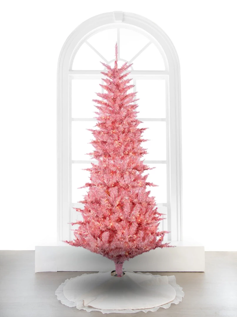 The Christmas Palace Pretty In Pink 7.5 FT PINK TINSEL SLIM TREE PRELIT CLEAR LIGHTS 1 The Christmas Palace Pretty In Pink 7.5 FT PINK TINSEL SLIM TREE PRELIT CLEAR LIGHTS